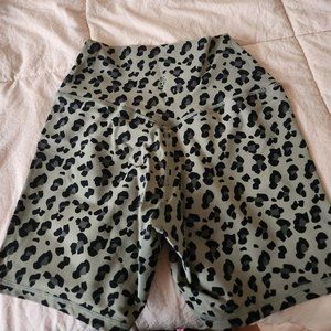 Ryderwear Khaki Leopard Hybrid Mid Length Shorts
